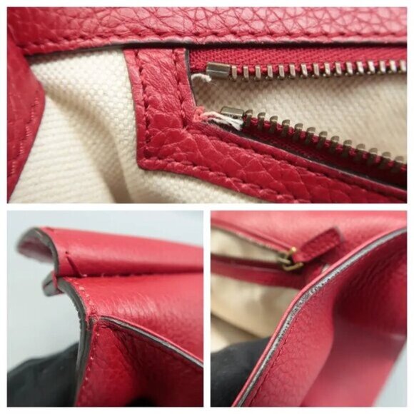 100% Authentic GUCCI GG Marmont Red Leather Satchel - Picture 11 of 12